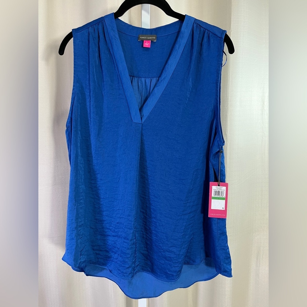 Vince Camuto Royal Blue Sleeveless V-Neck Blouse